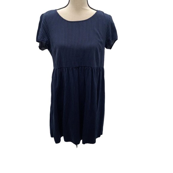 Old Navy Simple Dress Blue Houndstooth Medium - Picture 1 of 5